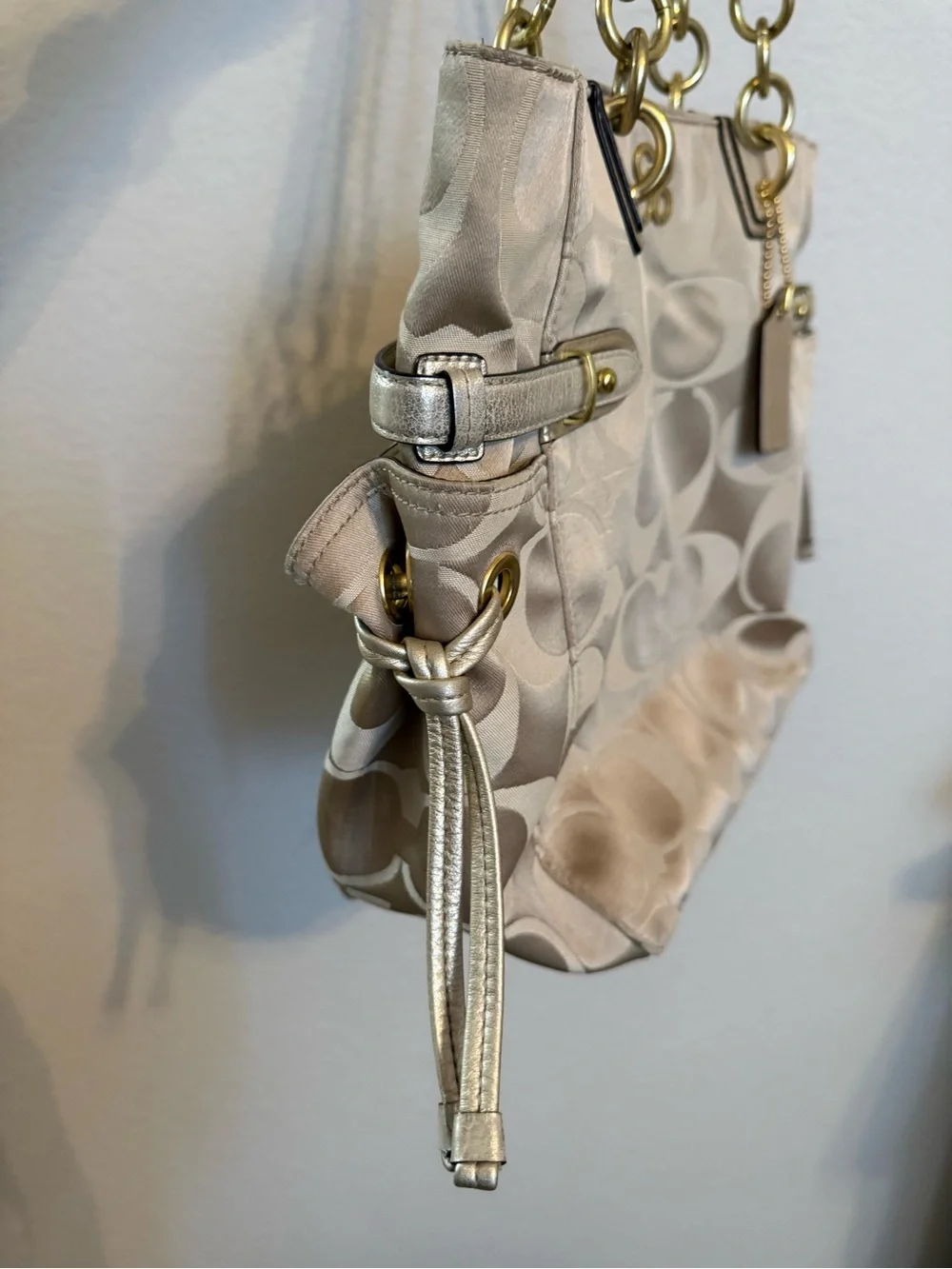 Coach | Y2K Signature Colette tote metallic gold leather trim